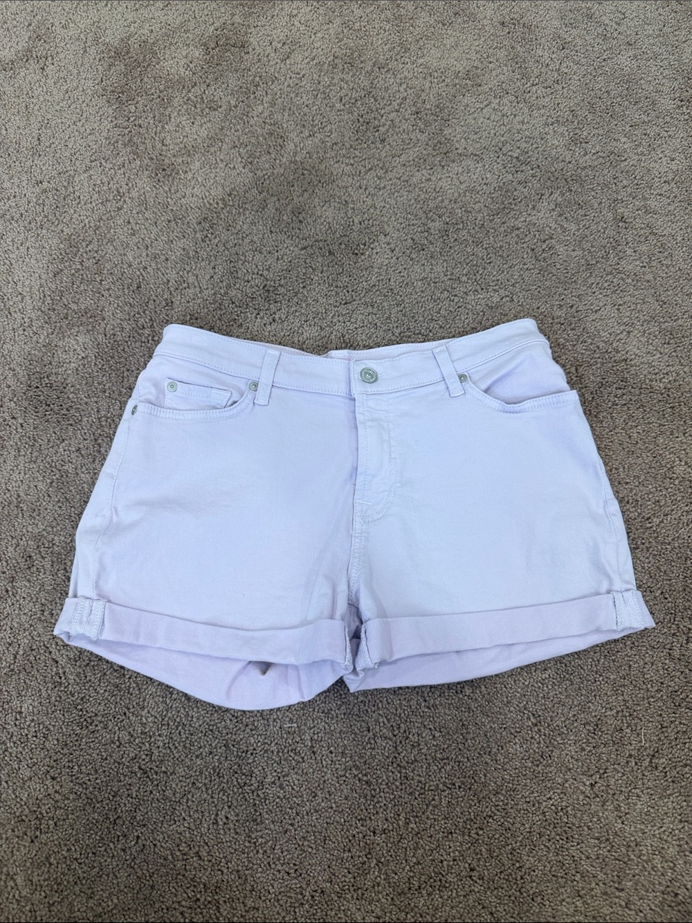 7 For All Mankind Lavender Rolled-Hem Jean Shorts